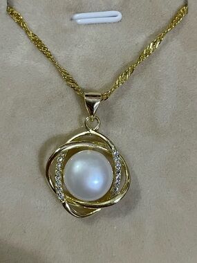 Gold Filled Natural White South Sea Cultured Pearl Necklace 22”
